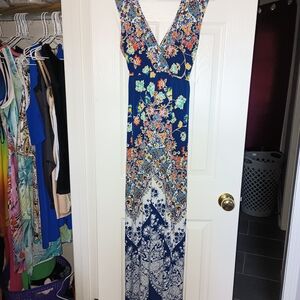 Renee C. Multicolor Floral V-Neck Maxi Dress